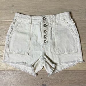 We The Free Cream White Painter Shorts